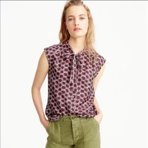 J Crew Silk Tie Neck Sleeveless Top